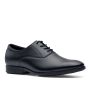Shoes for Crews Ambassador, slanke zwarte antislipschoenen voor heren in geklede stijl | SKU 20331 | driekwartsaanzicht
