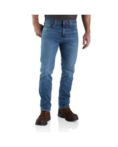Carhartt Rugged Flex Straight Fit 5-Pocket Jean | Lichtblauw (Houghton) | SKU 102807.H39 | Model vooraanzicht