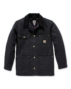 Carhartt Firm Duck Chore Coat - Black - Front View / Vooraanzicht | SKU 103825 | Safety Trading Company