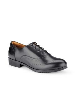Shoes for Crews Kora, slanke zwarte elegante antislip dames werkschoenen - driekwartsaanzicht | SKU 52152