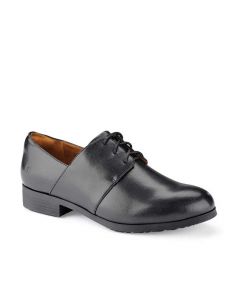Shoes for Crews Madison, stijlvolle zwarte antislip werkschoenen voor dames - driekwartsaanzicht | SKU 57889